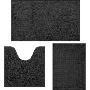 Bathroom Rugs Set 3 Piece Ultra Soft Non-Slip Bath Rugs and Mats Set, Absorbent
